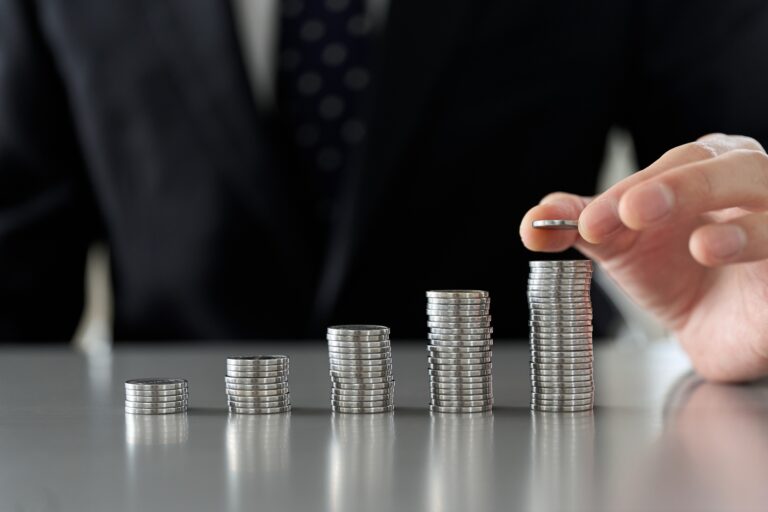 Business image of piling up money